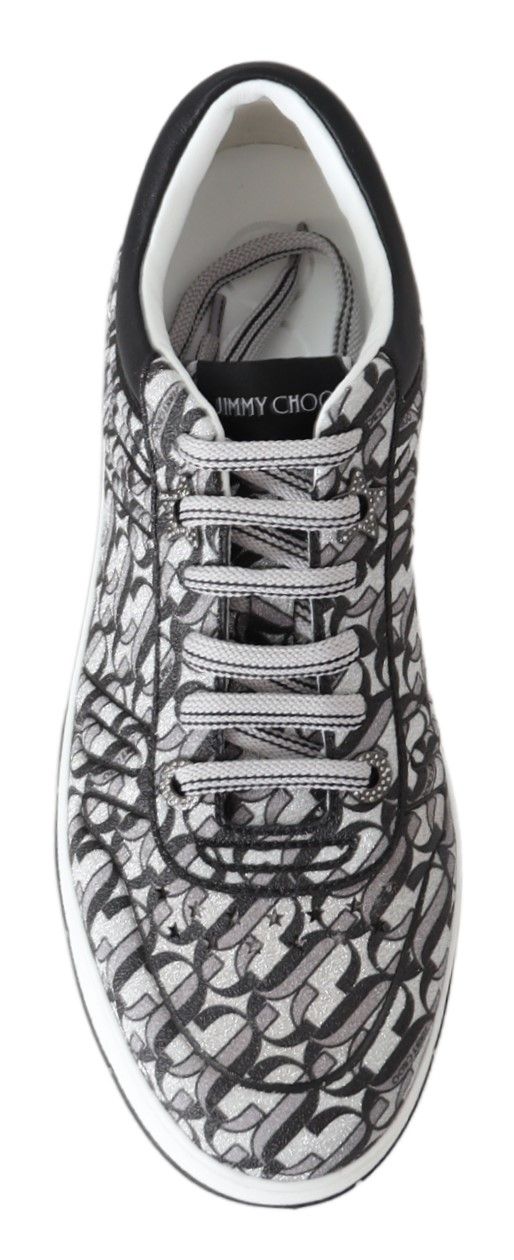 Jimmy Choo Glitter Slip-On Sneakers - Silver and Black