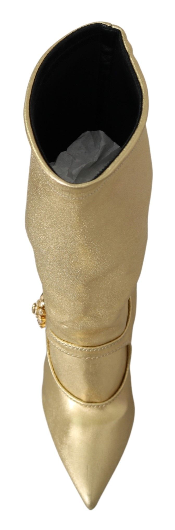 Dolce & Gabbana Elegante Gold-Stiefel Socken mit Strasssteinen