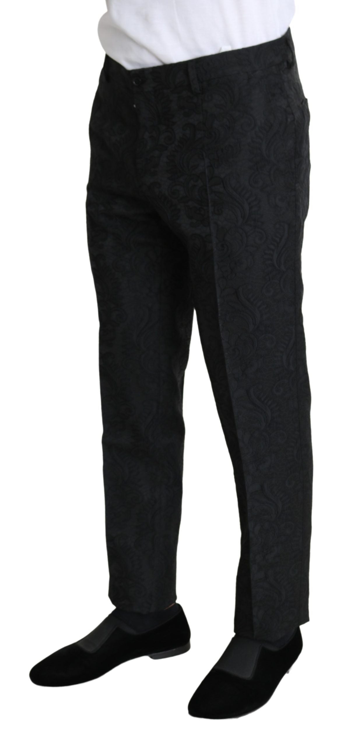 Dolce &amp; Gabbana Elegant Brocade Dress Pants with Floral Pattern