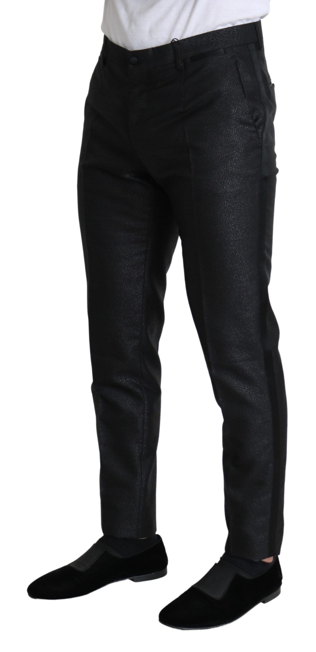 Dolce &amp; Gabbana Elegant Black Metallic Dress Pants