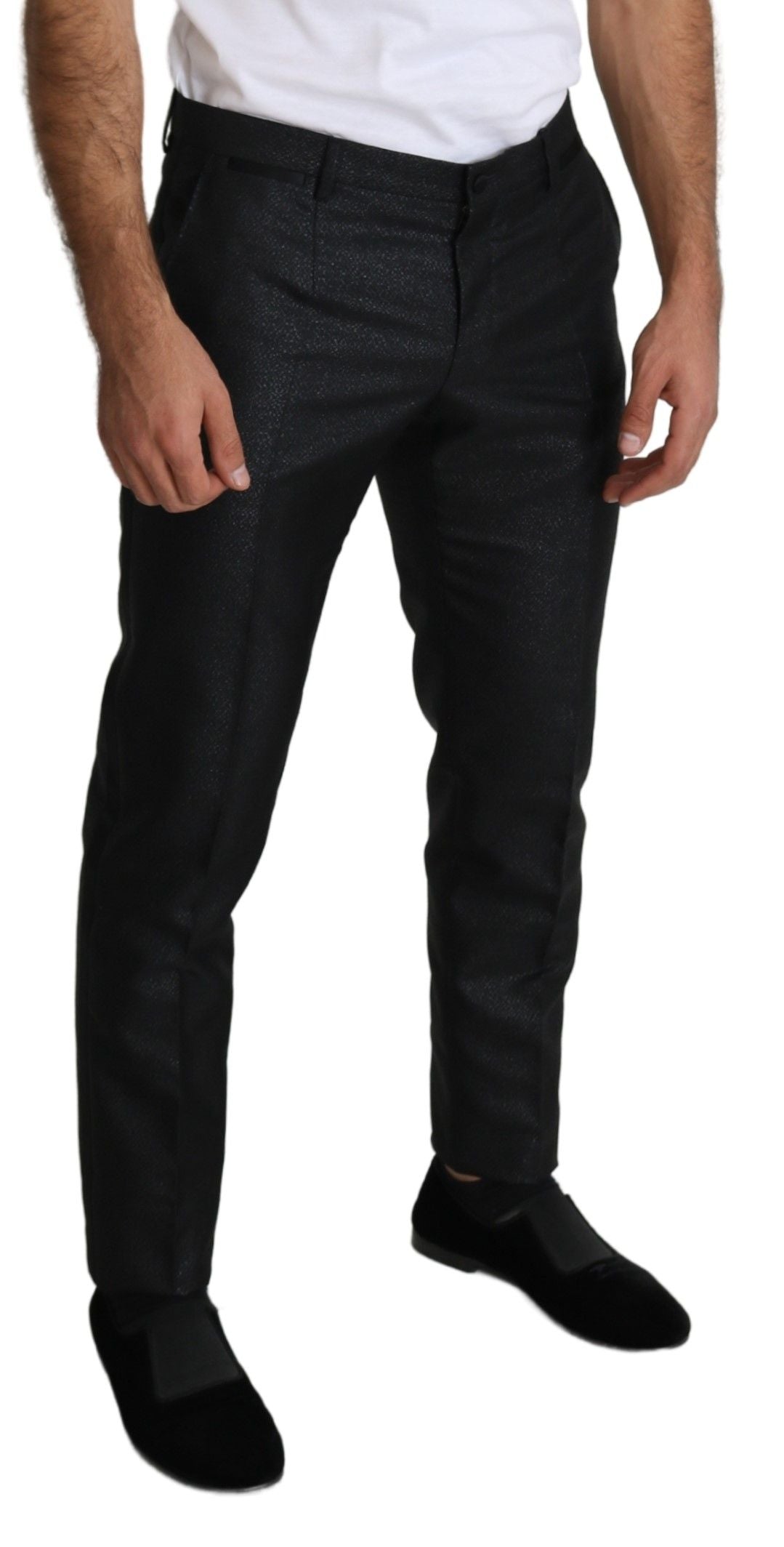 Dolce &amp; Gabbana Elegant Black Metallic Dress Pants