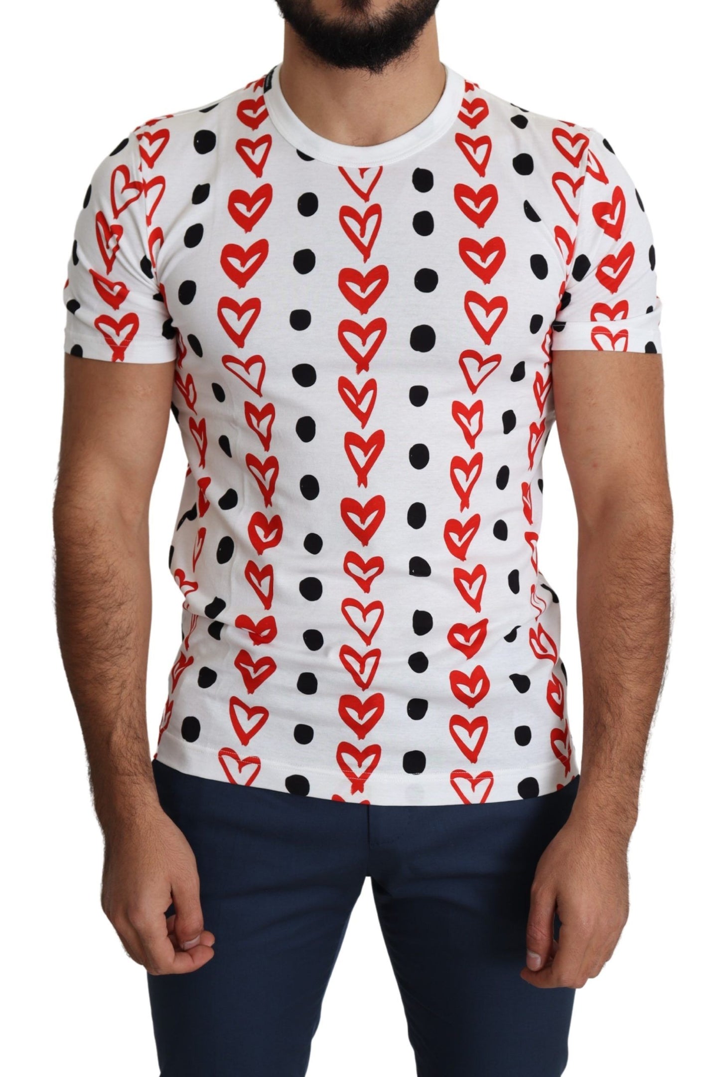 Dolce &amp; Gabbana Chic white cotton T-shirt with heart print