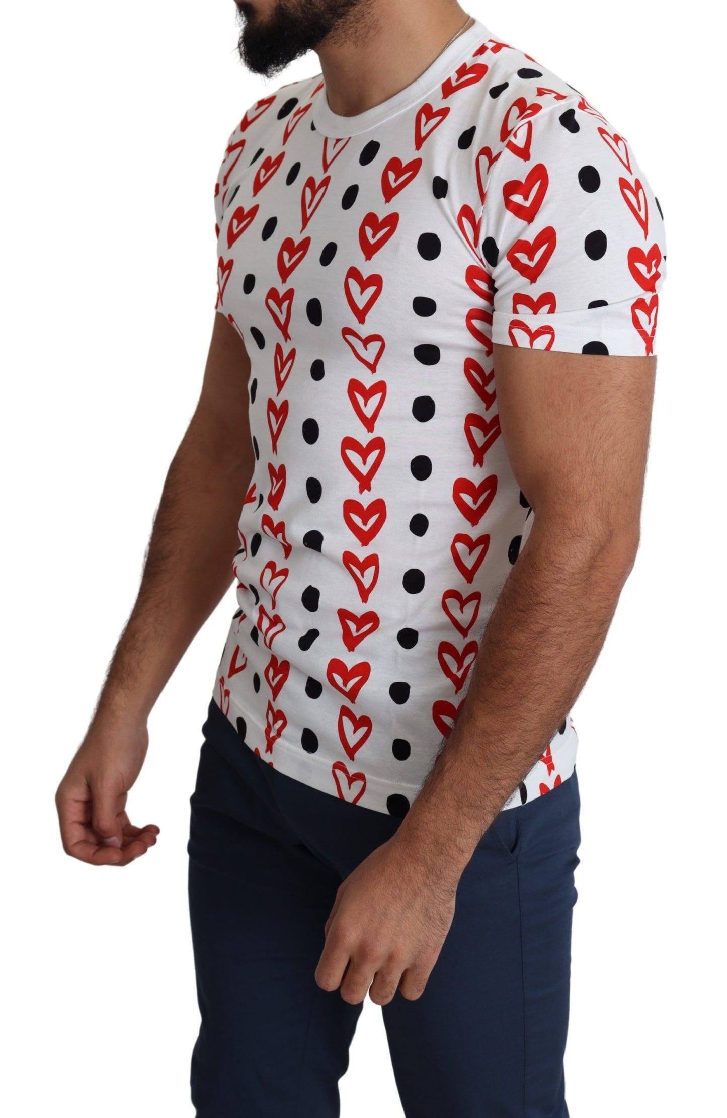 Dolce &amp; Gabbana Chic white cotton T-shirt with heart print