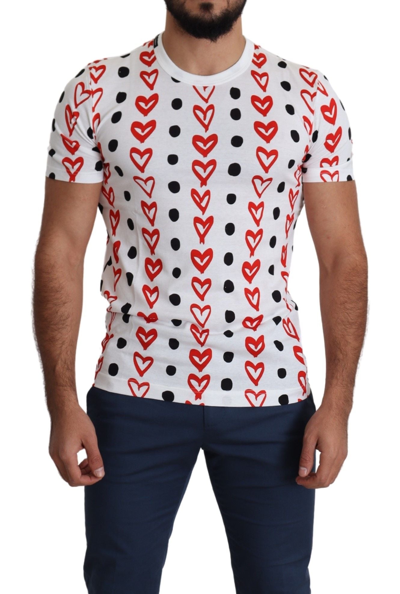 Dolce &amp; Gabbana Chic white cotton T-shirt with heart print