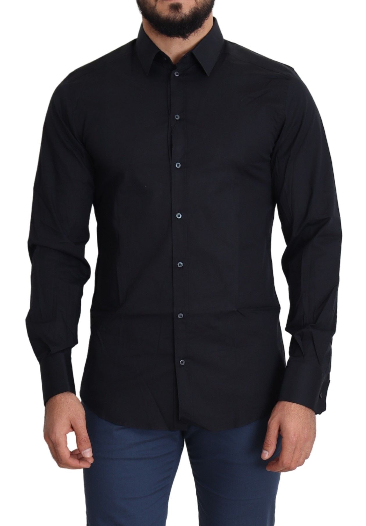 Dolce &amp; Gabbana Slim Black Slim Fit Cotton Stretch Shirt