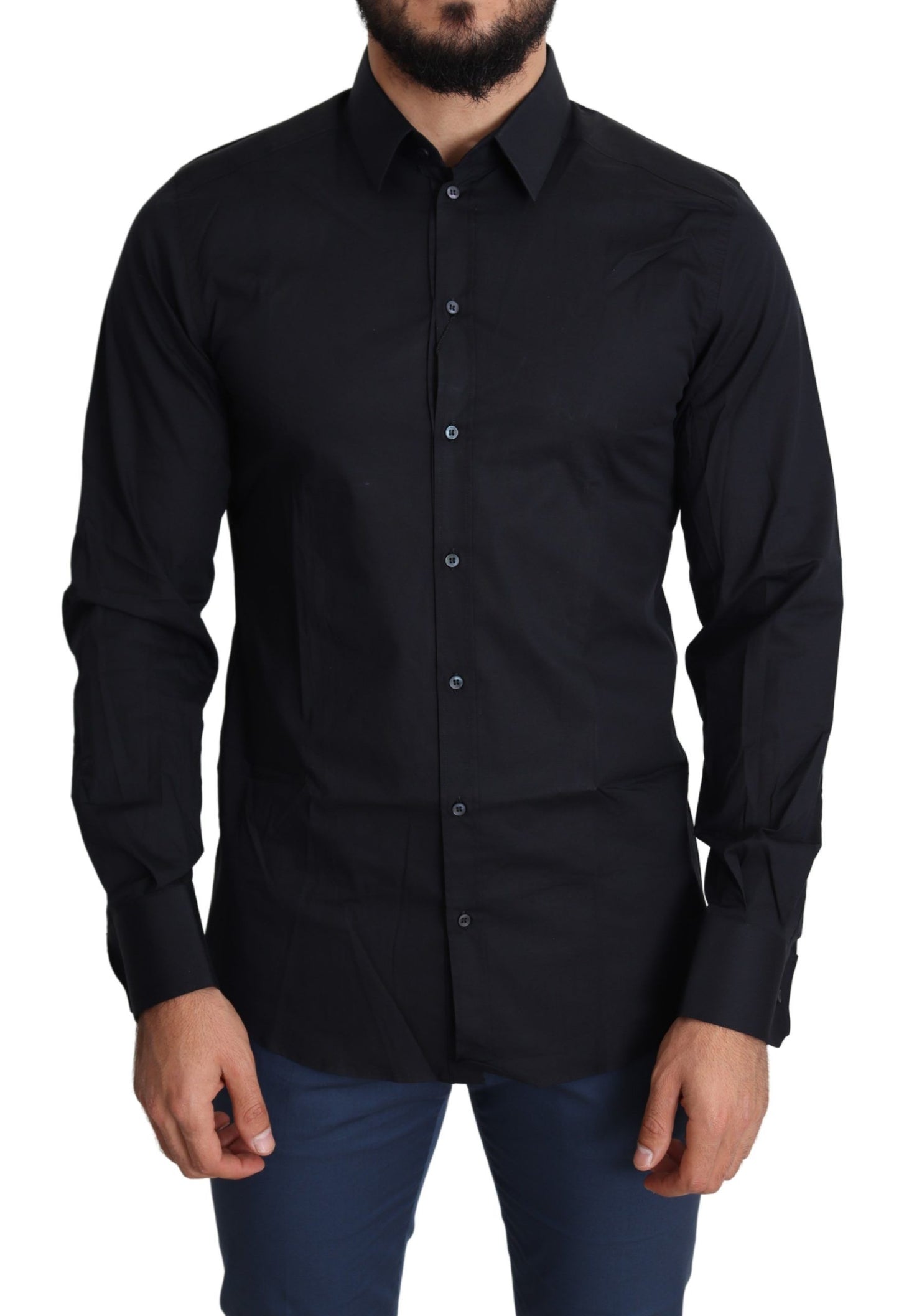 Dolce &amp; Gabbana Slim Black Slim Fit Cotton Stretch Shirt