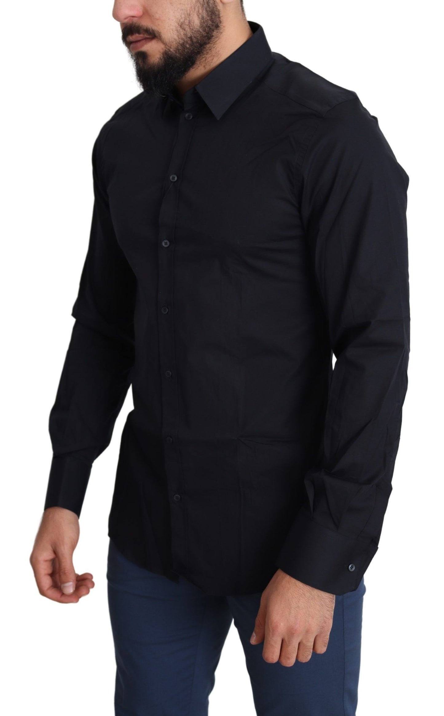 Dolce &amp; Gabbana Slim Black Slim Fit Cotton Stretch Shirt