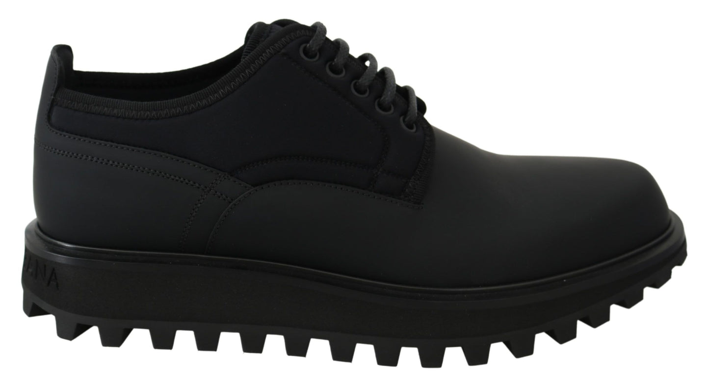 Dolce &amp; Gabbana Elegant Derby Shoes in Black Calfskin