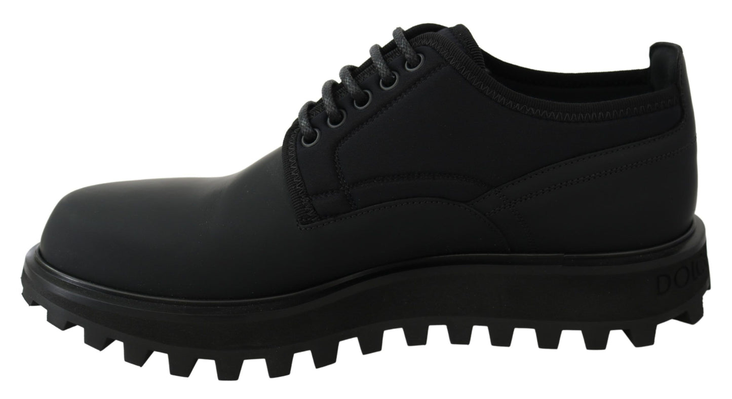 Dolce &amp; Gabbana Elegant Derby Shoes in Black Calfskin