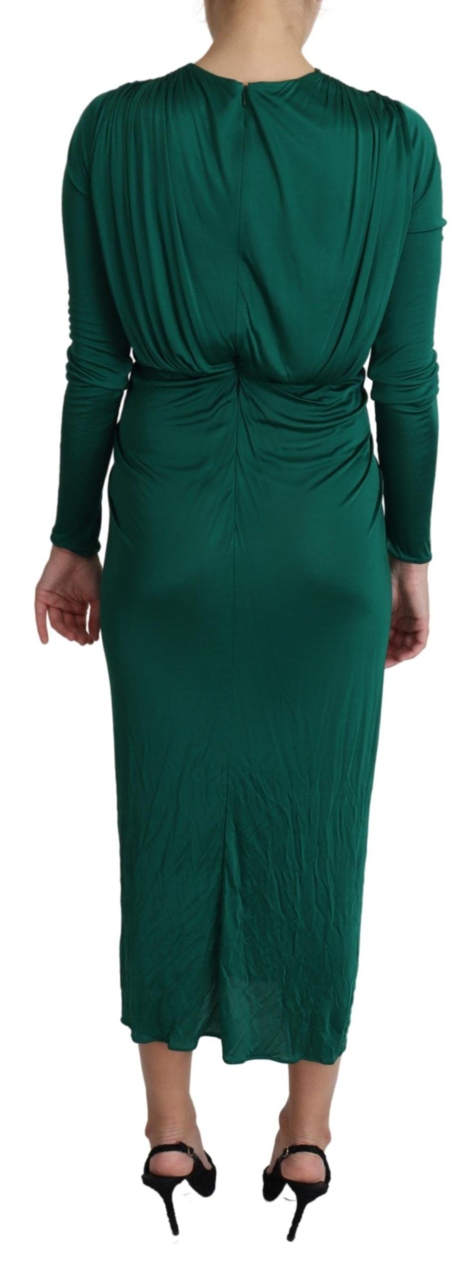 Dolce &amp; Gabbana Emerald Green Elegance Bodycon Midi Dress