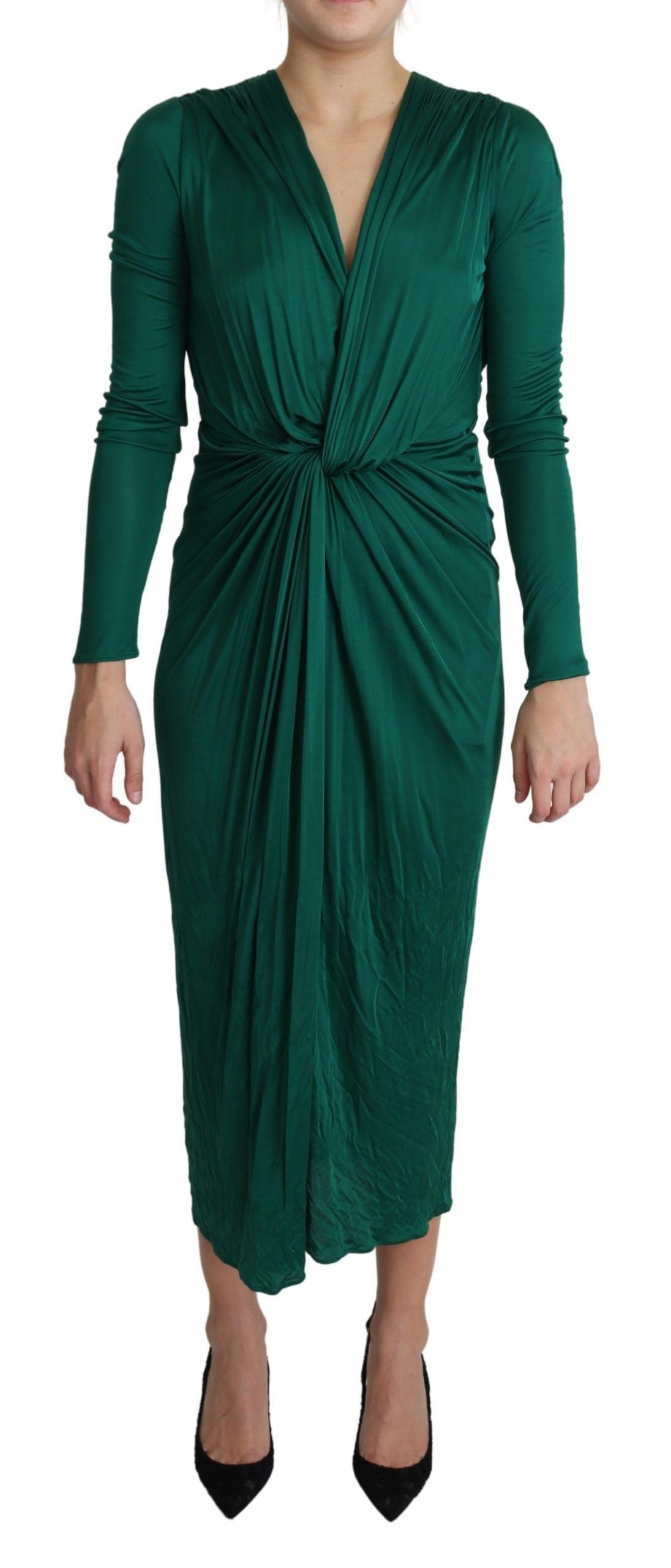 Dolce &amp; Gabbana Emerald Green Elegance Bodycon Midi Dress