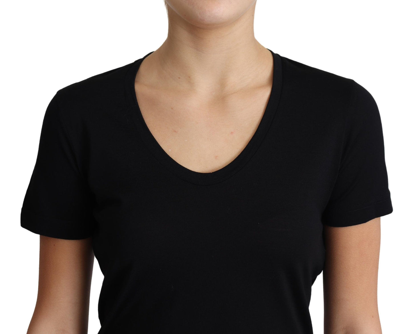 Dolce &amp; Gabbana Elegant round-neck T-shirt in black wool