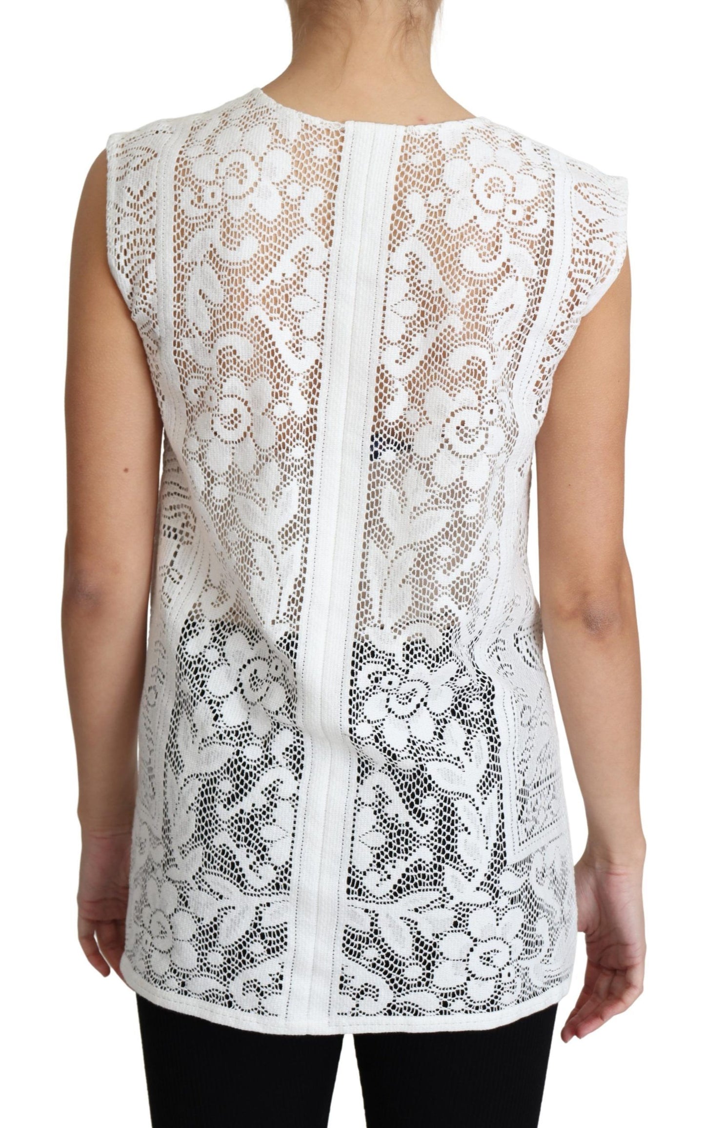 Dolce &amp; Gabbana Chic sleeveless top with floral lace pattern