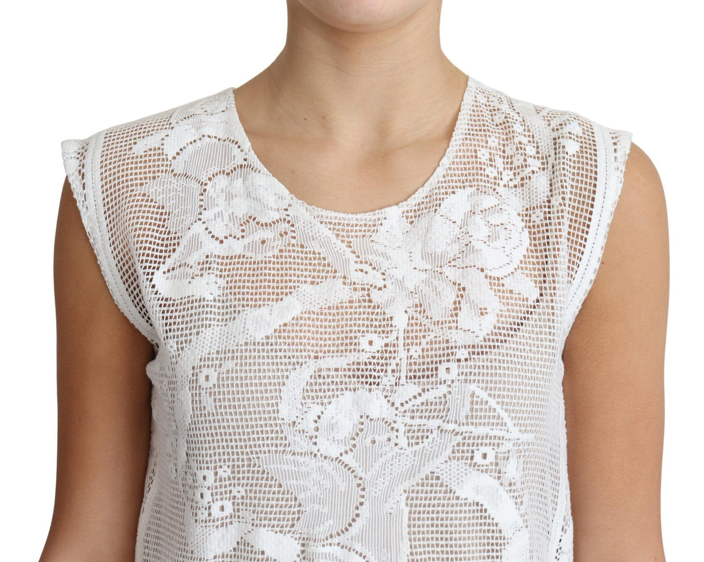 Dolce &amp; Gabbana Chic sleeveless top with floral lace pattern