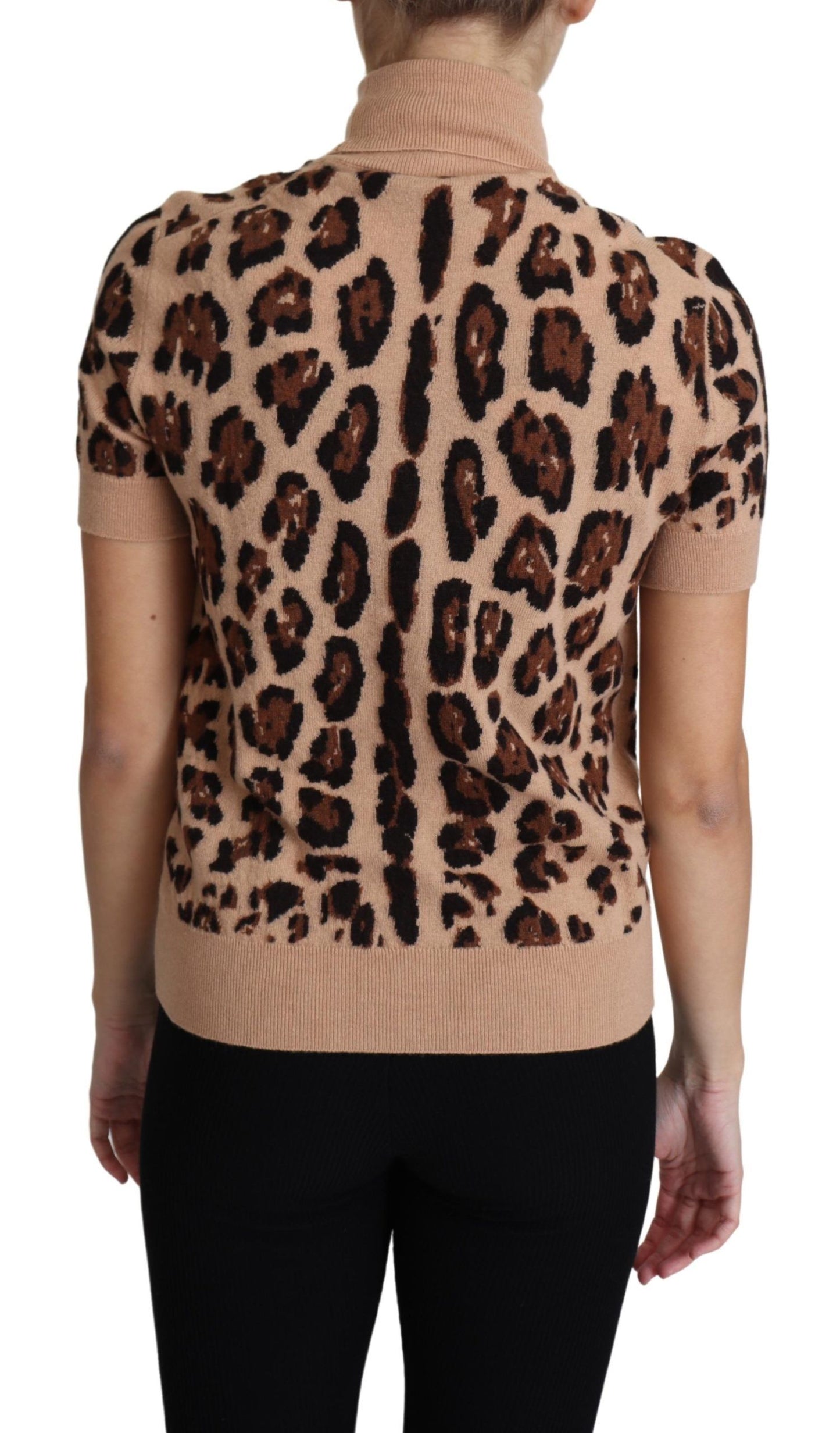 Dolce &amp; Gabbana Elegant leopard print wool turtleneck sweater