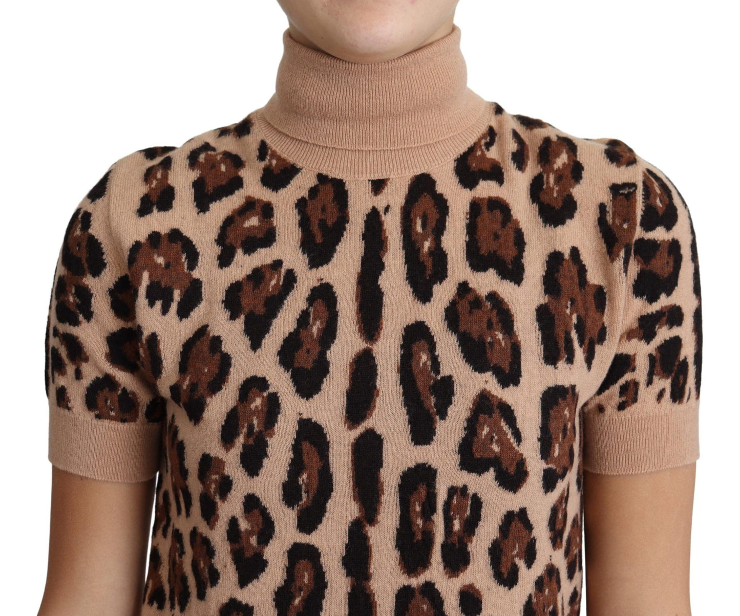 Dolce &amp; Gabbana Elegant leopard print wool turtleneck sweater