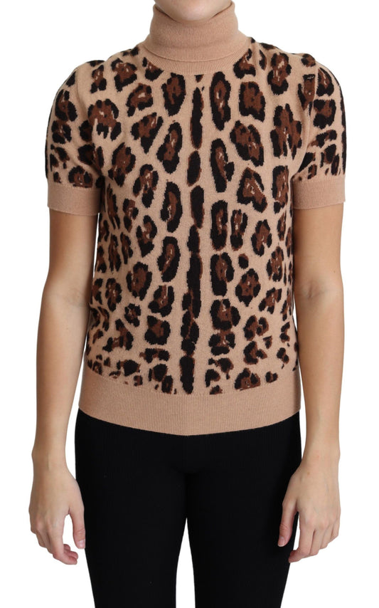 Dolce &amp; Gabbana Elegant leopard print wool turtleneck sweater