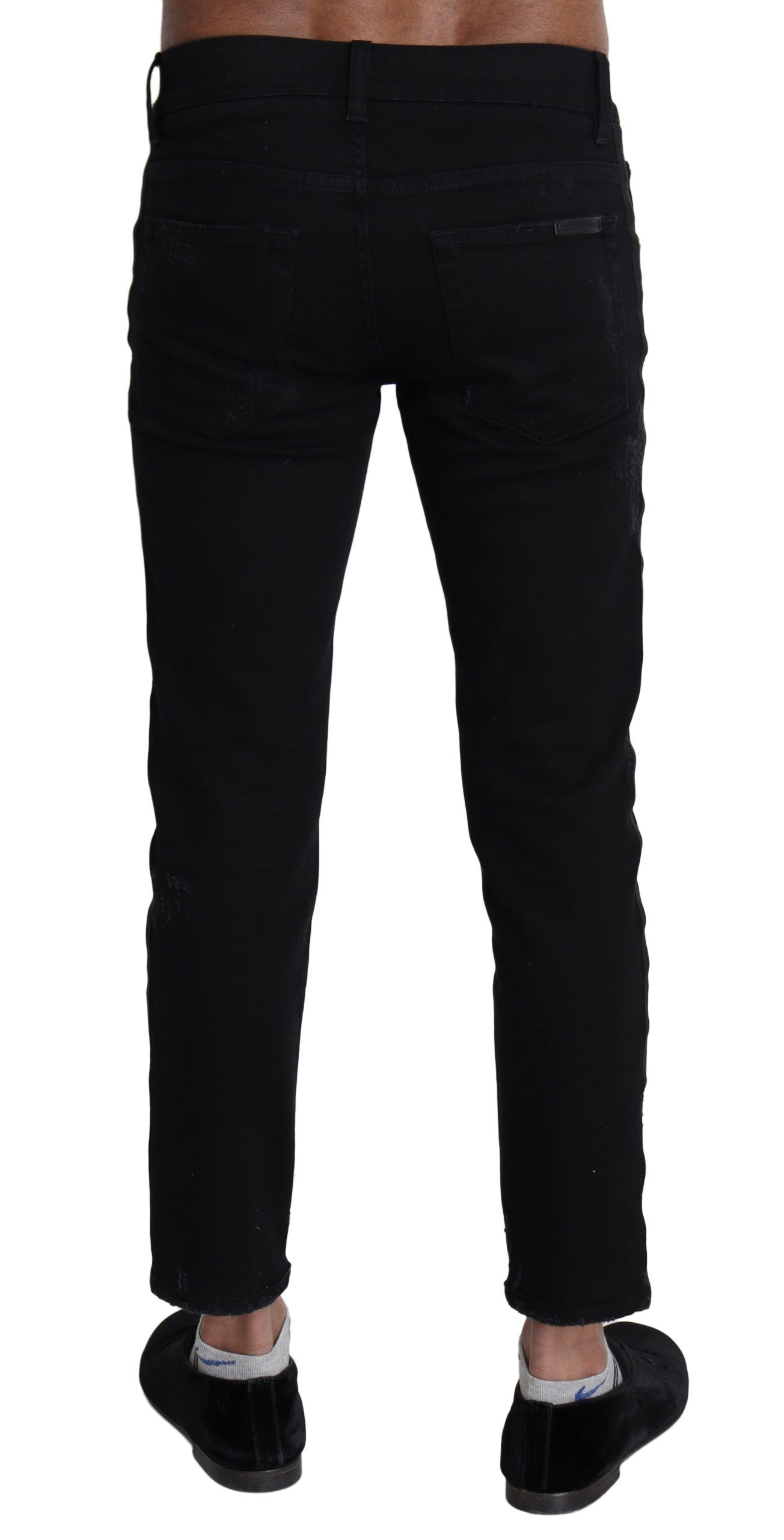 Dolce &amp; Gabbana Elegant black skinny jeans with embroidery