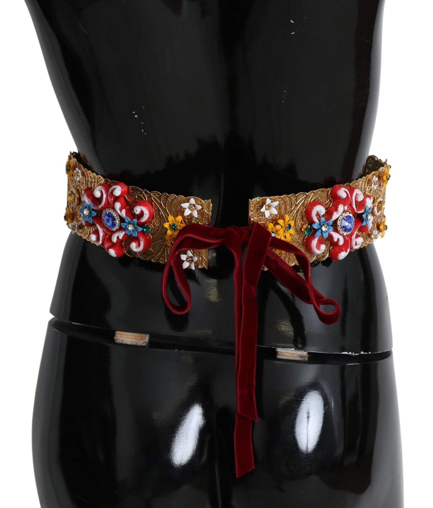 Dolce &amp; Gabbana Gold-tone waist belt with floral crystal