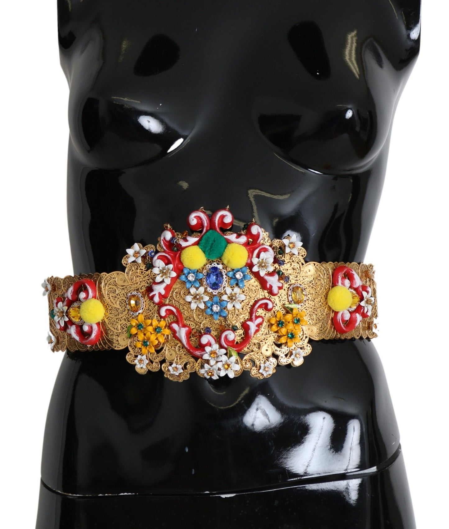 Dolce &amp; Gabbana Gold-tone waist belt with floral crystal