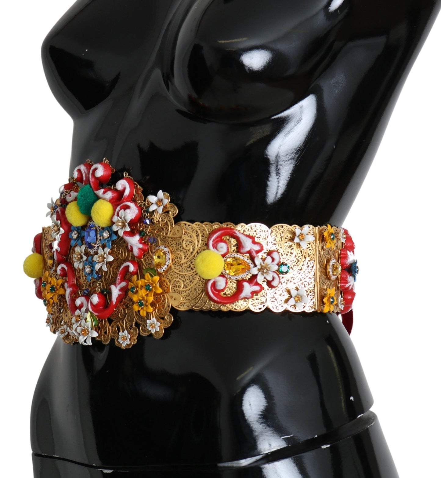 Dolce &amp; Gabbana Gold-tone waist belt with floral crystal