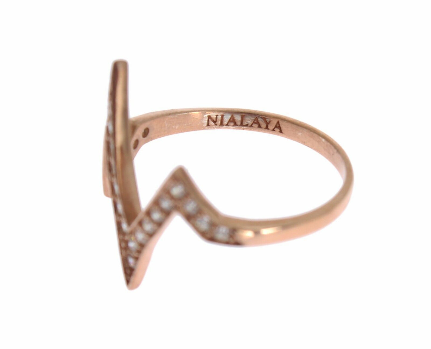 Nialaya Elegant silver ring decorated with pink crystal