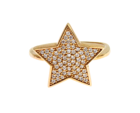 Nialaya Elegant ring in gold-plated sterling silver with CZ crystals