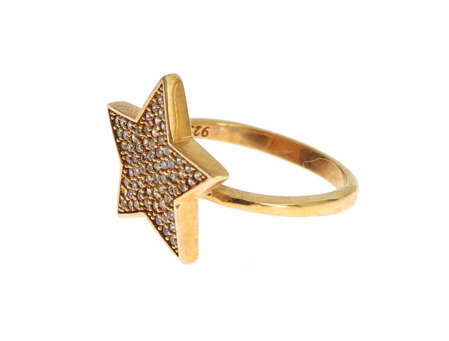 Nialaya Elegant ring in gold-plated sterling silver with CZ crystals