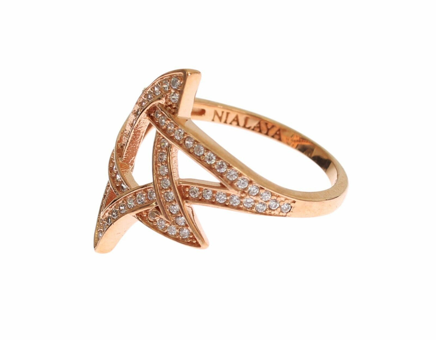 Nialaya Rose Gold Plated Silver CZ Crystal Ring