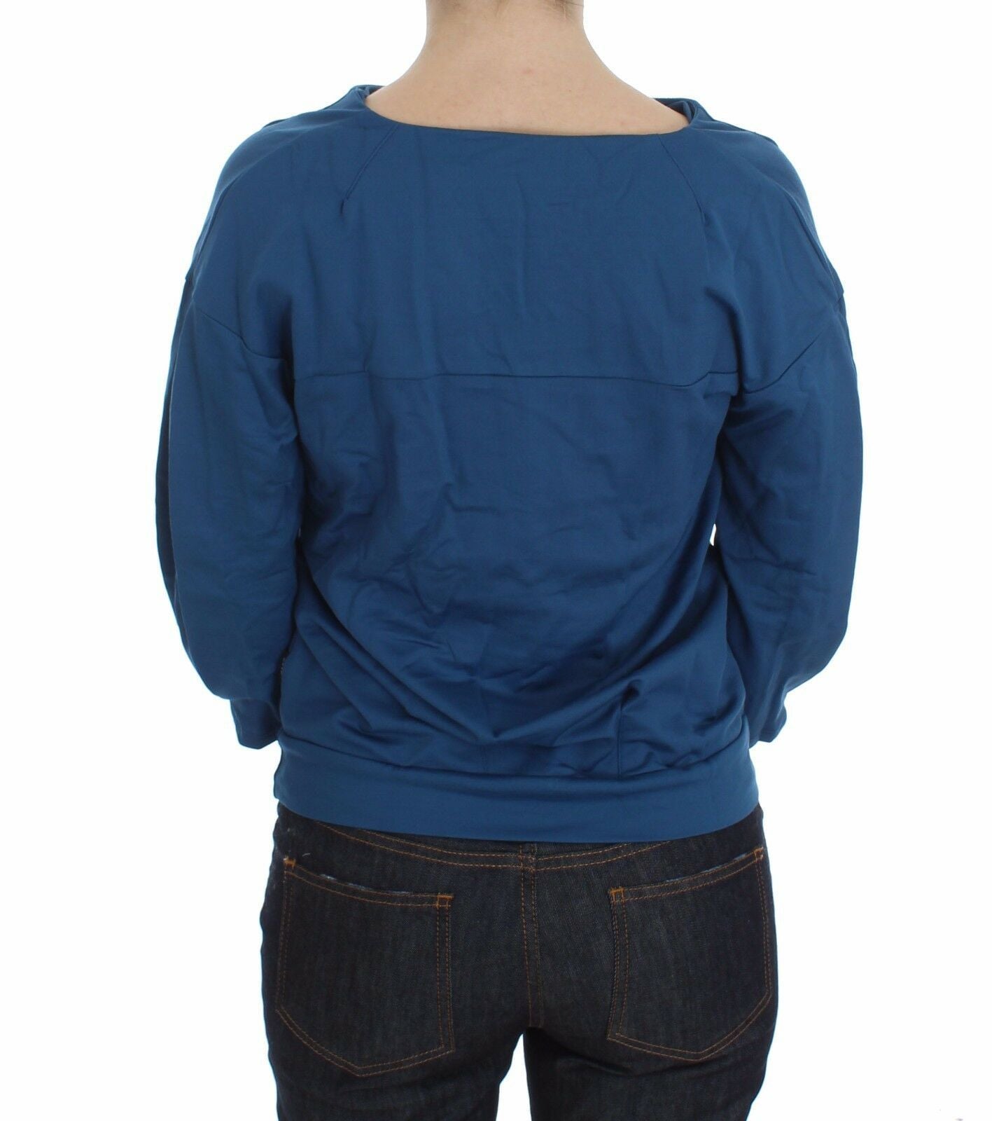 Exte Elegant sweater with deep V-neck in blue