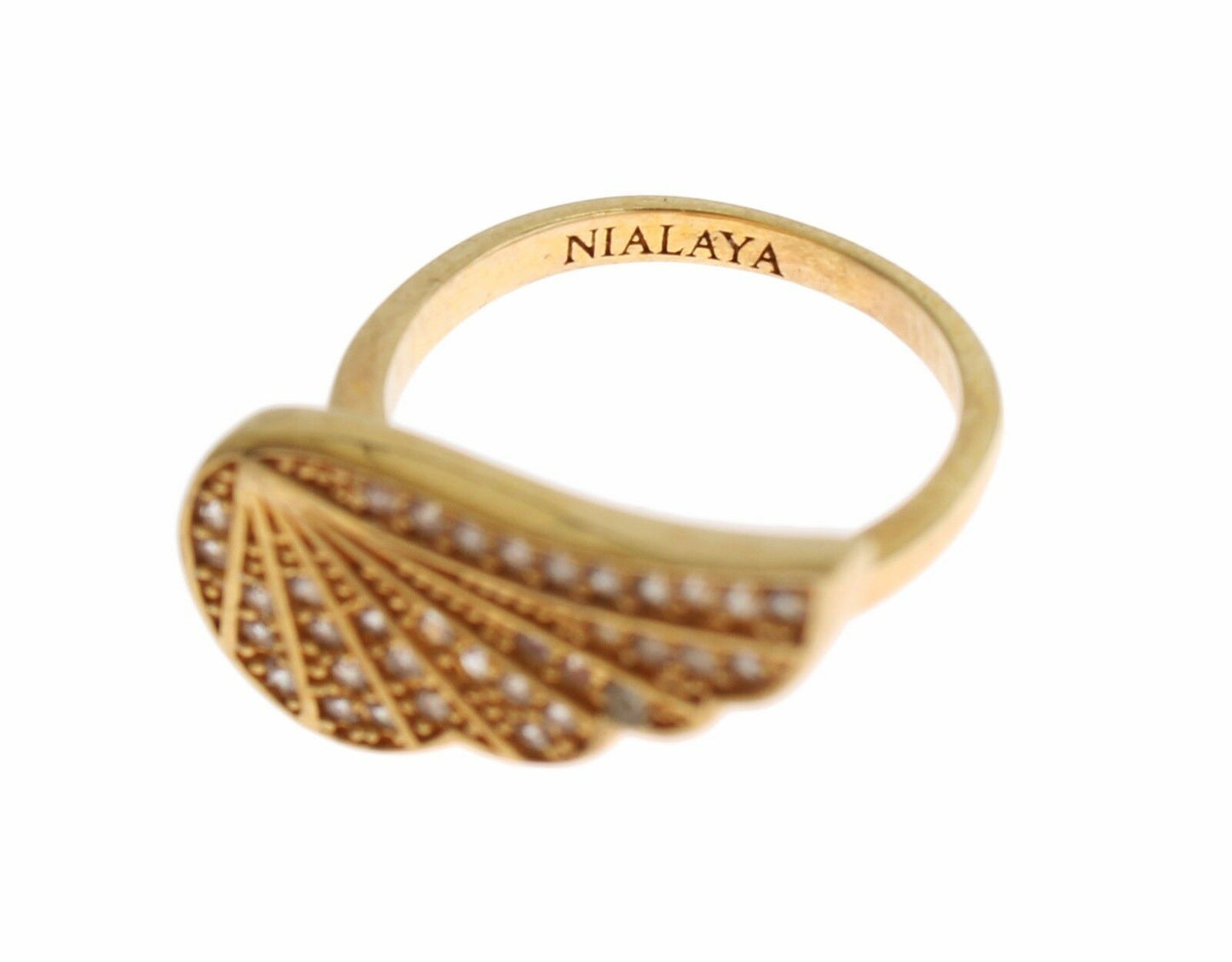 Nialaya Glamorous Ring with Gold Plated Crystal