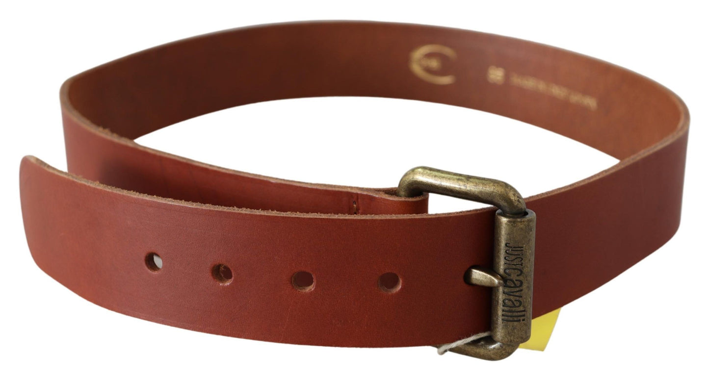 Just Cavalli Chic brown leather logo belt