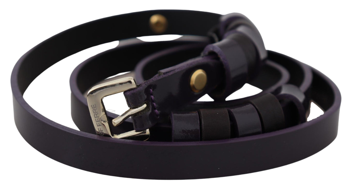 GF Ferre Chic black leather belt with chrome-plated, silver-colored buckle