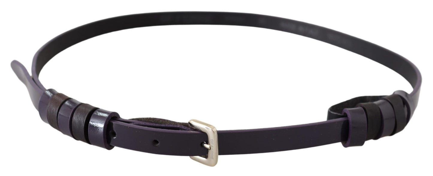 GF Ferre Chic black leather belt with chrome-plated, silver-colored buckle