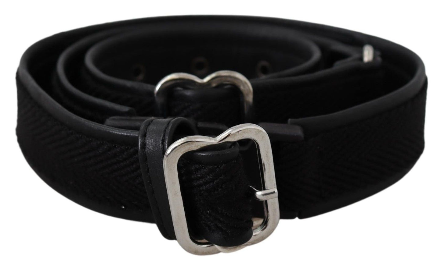 GF Ferre Chic black leather waist belt with chrome buckle