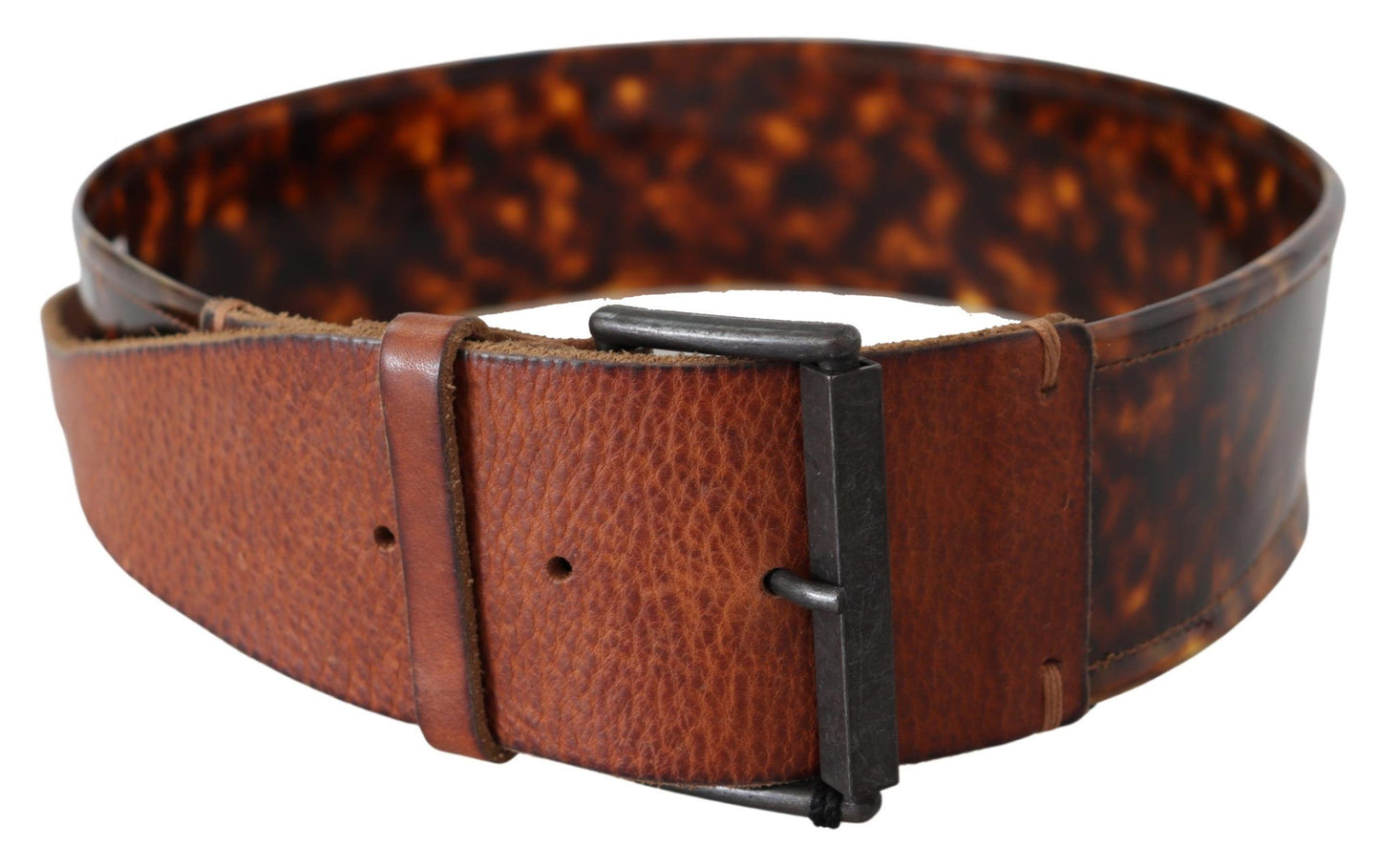 Ermanno Scervino Elegant dark brown leather belt with vintage buckle