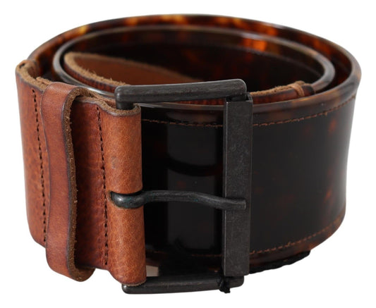 Ermanno Scervino Elegant dark brown leather belt with vintage buckle