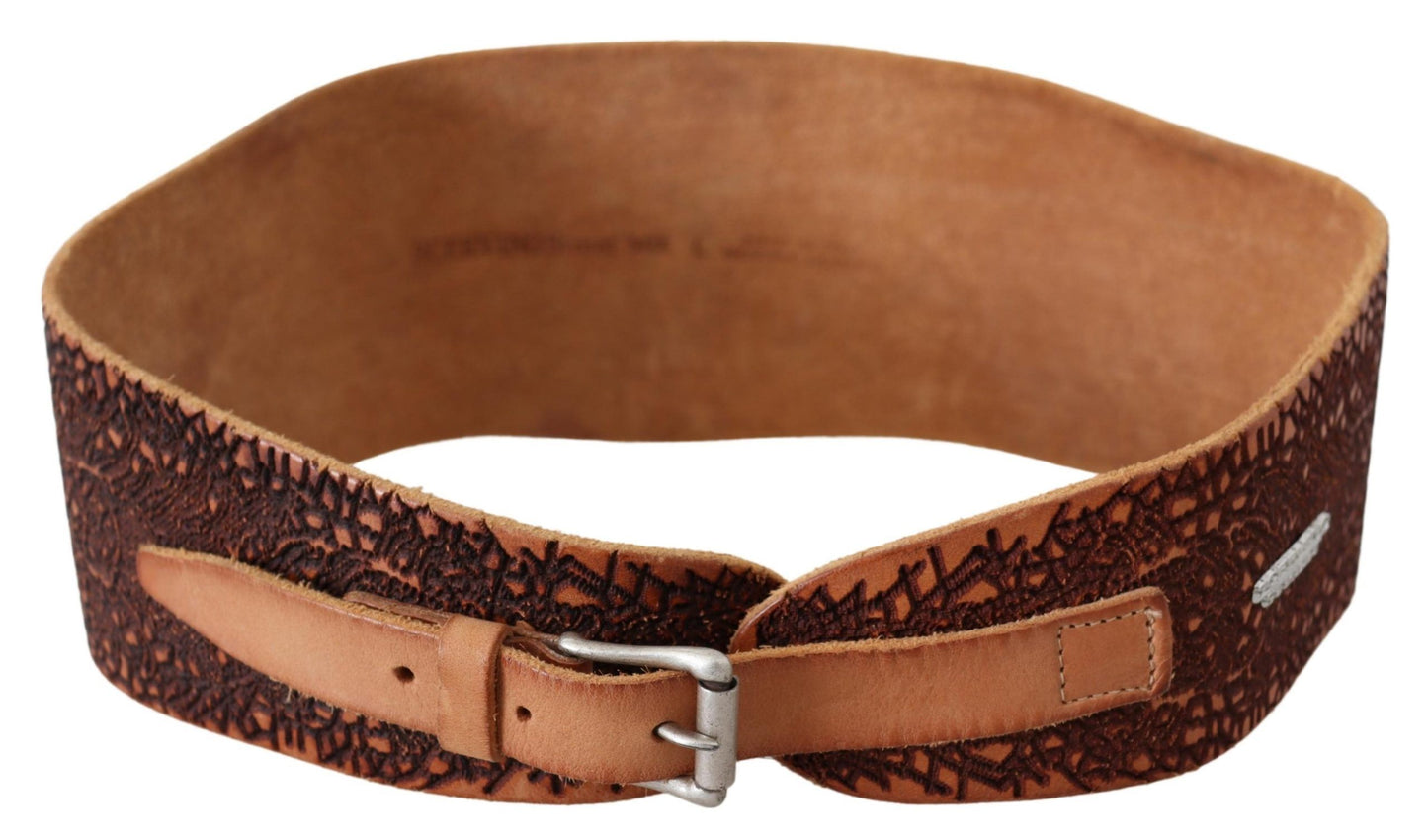 Scervino Street Elegant brown leather belt for fashion