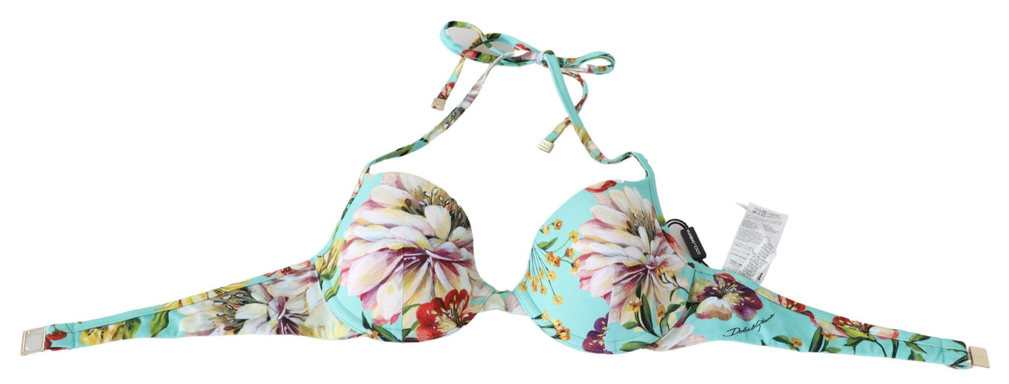 Dolce & Gabbana Schickes mintgrünes geblümtes Bikini-Oberteil