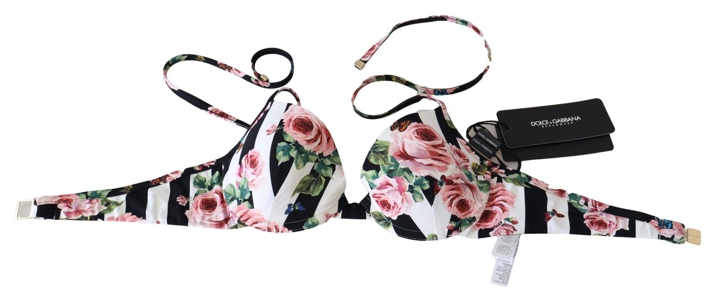 Dolce &amp; Gabbana Chic bikini top with rose pattern for elegant beach days