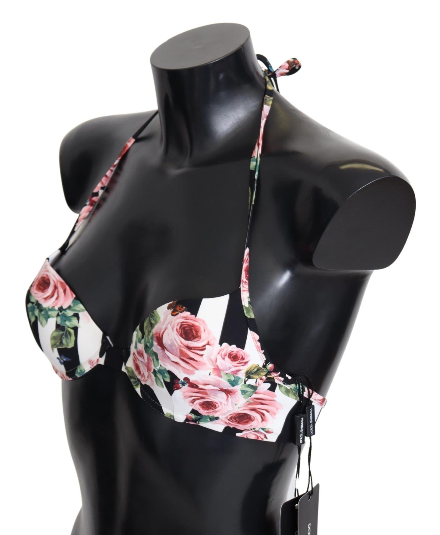 Dolce &amp; Gabbana Chic bikini top with rose pattern for elegant beach days