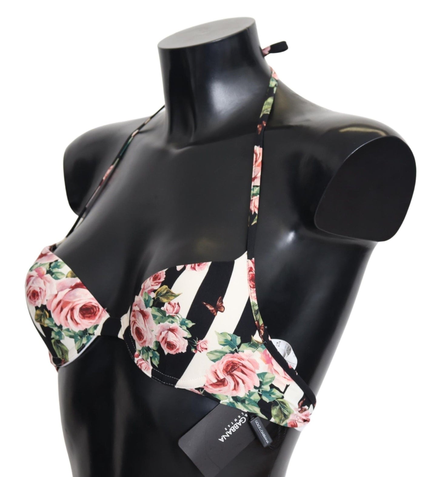 Dolce &amp; Gabbana Elegant Rose Print Bikini Top