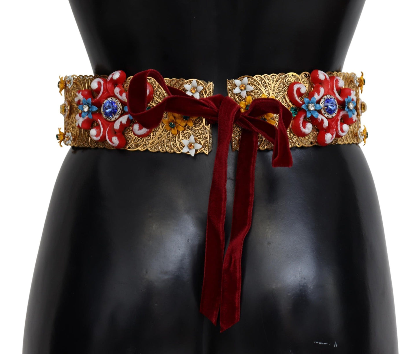 Dolce &amp; Gabbana Gold-tone waist belt with floral crystal