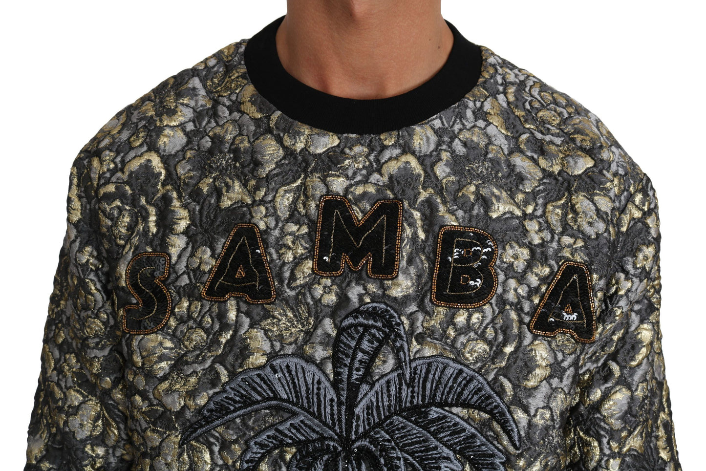 Dolce &amp; Gabbana Samba Jacquard Palm Crew Neck Sweater