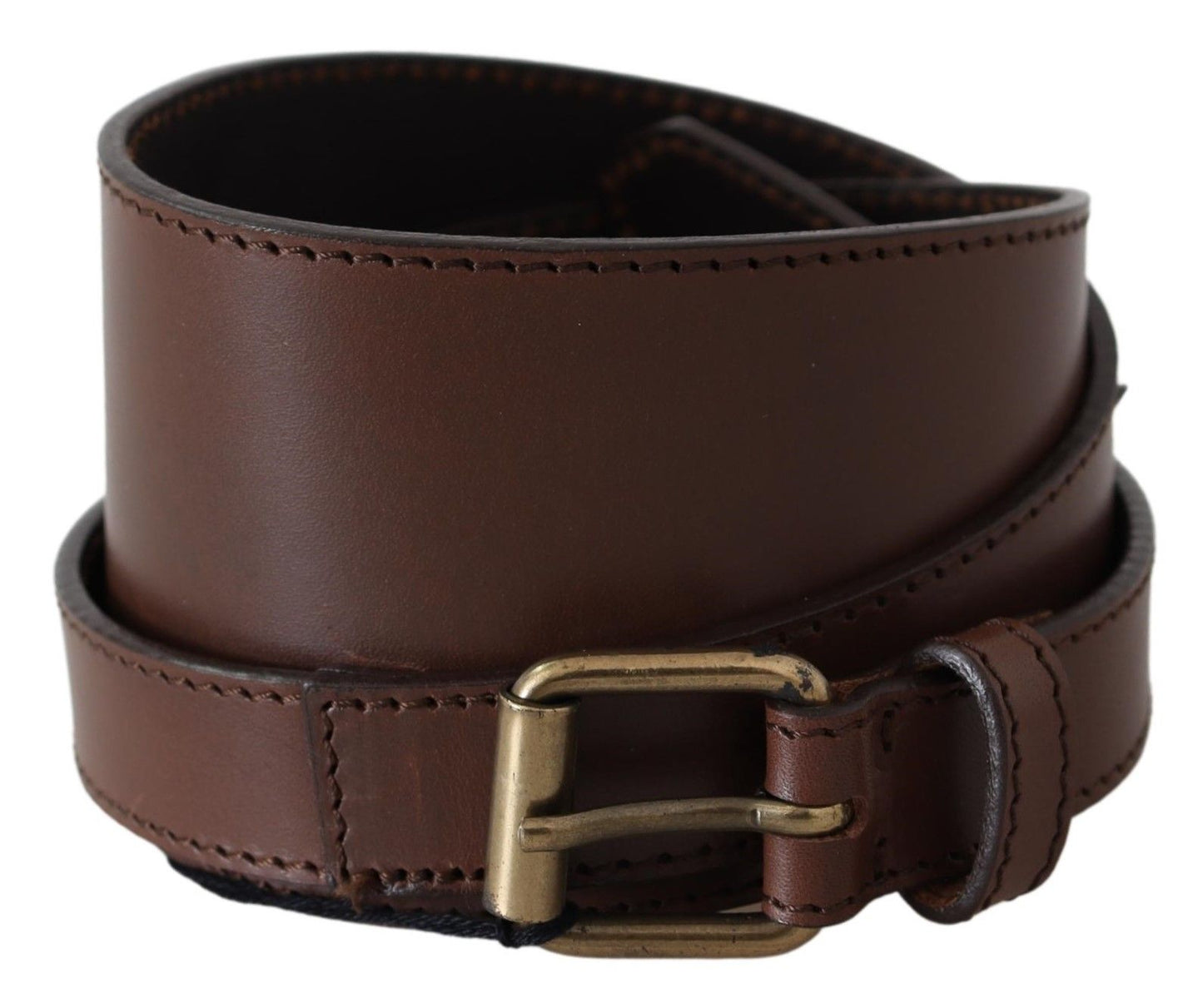 PLEIN SUD Elegant rustic gold-colored leather belt