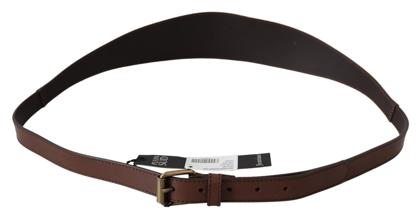 PLEIN SUD Elegant rustic gold-colored leather belt