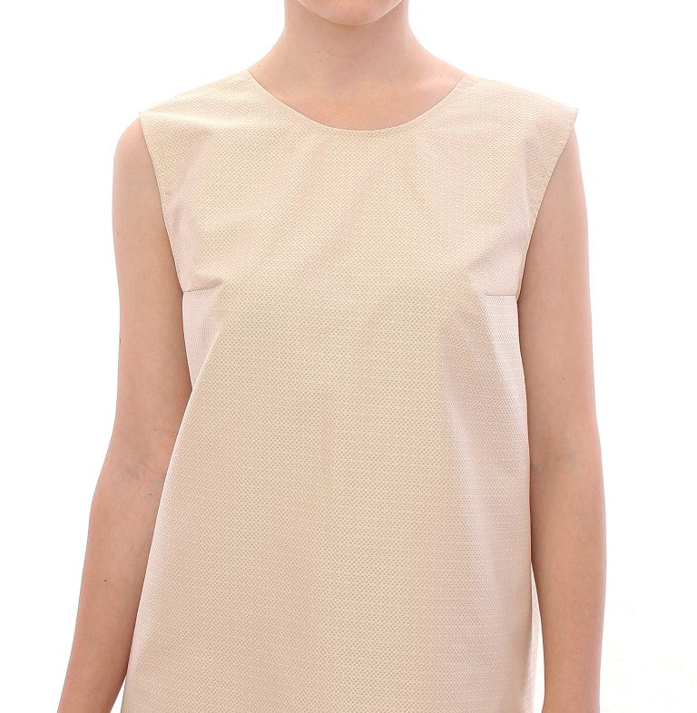 Andrea Incontri Elegant Beige Sleeveless Sheath Dress