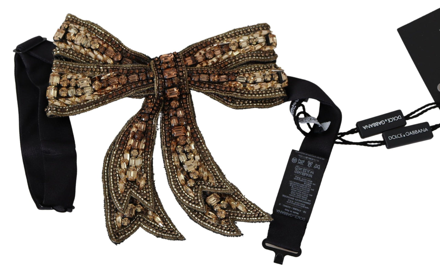 Dolce &amp; Gabbana Elegant golden silk bow tie with embellishments