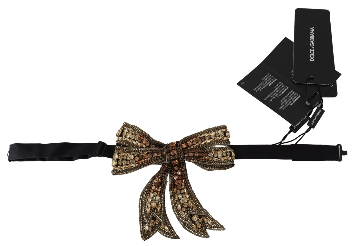 Dolce &amp; Gabbana Elegant golden silk bow tie with embellishments