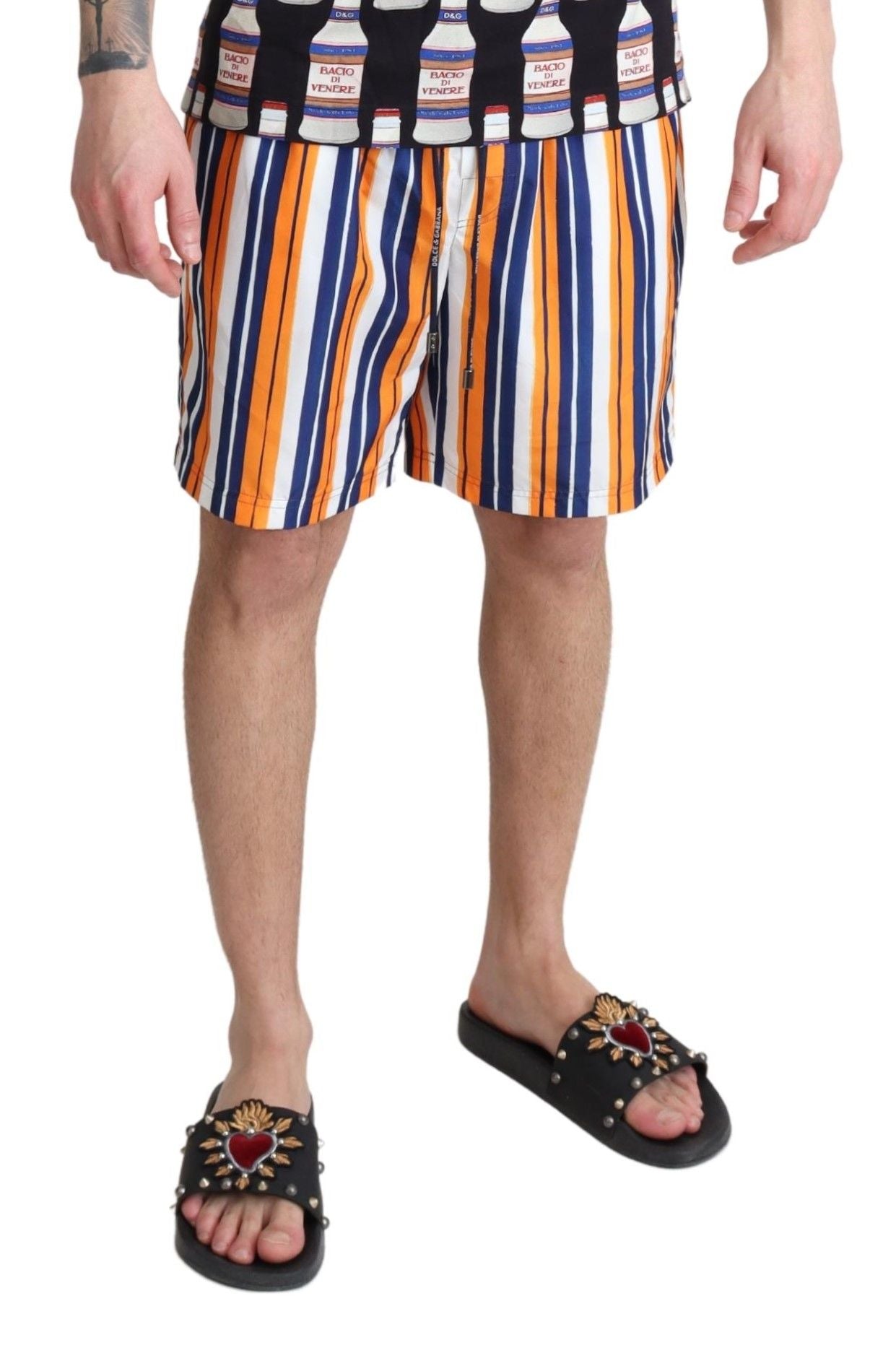 Dolce &amp; Gabbana Multicolored Striped Swim Shorts